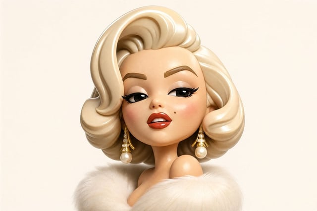 Transform the uploaded portrait into a highly stylized 3D cartoon avatar with a glossy smooth vinyl/