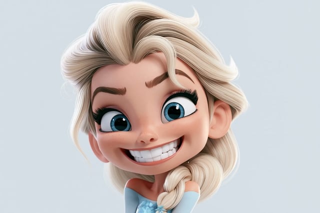 A highly stylized 3D caricature of [Character], with an oversized head, expressive facial features, 