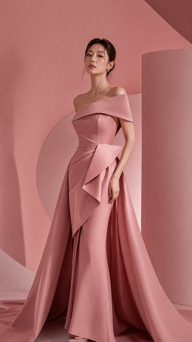 High-end editorial masterpiece, monochromatic reddish environment, elegant Korean beautiful stylish 