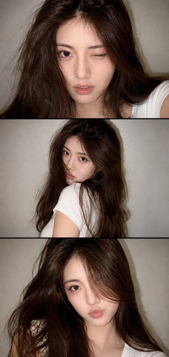 A vertical collage of three YZK photos. Using the uploaded selfie as the ONLY and exclusive face ref