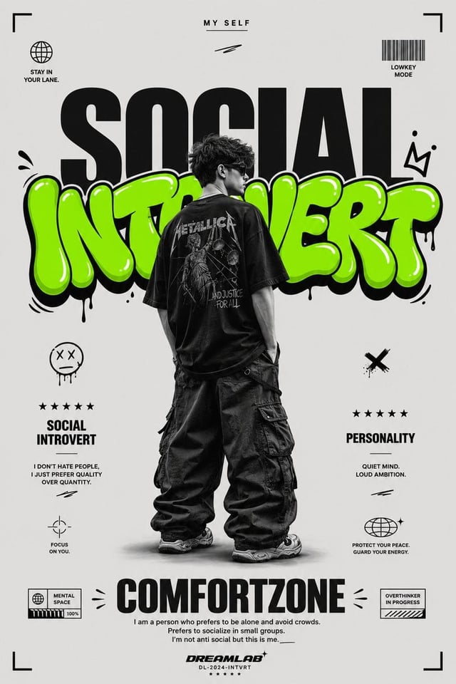 Ultra clean streetwear graphic poster on a minimalist light gray background. Massive bold black typo