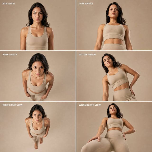 Ultra-realistic fashion editorial composite image, 6-panel grid layout (3 rows, 2 columns), each pan