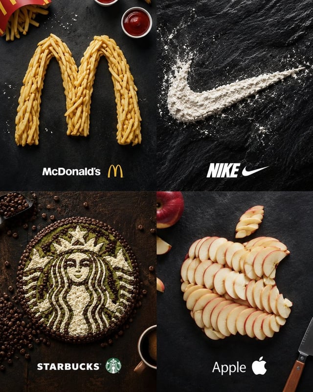 Transform the uploaded brand logo image into a premium food-art advertising poster.