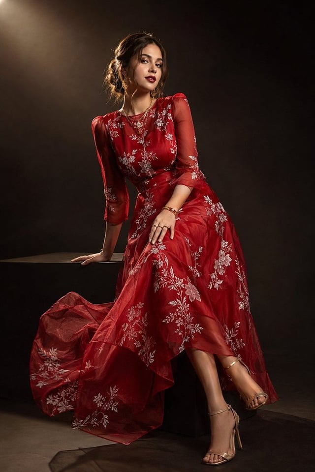 Ultra-realistic high-fashion Vogue magazine editorial portrait of a beautiful young woman wearing an