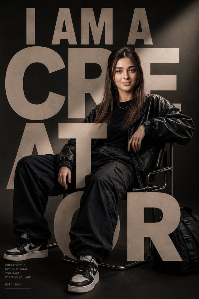 Ultra-premium fashion editorial poster, luxury streetwear aesthetic, 4:5 portrait composition. A con