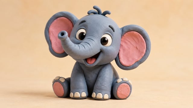 clay-style 3D render of a [Subject], made from smooth colorful modeling clay, rounded shapes, soft s