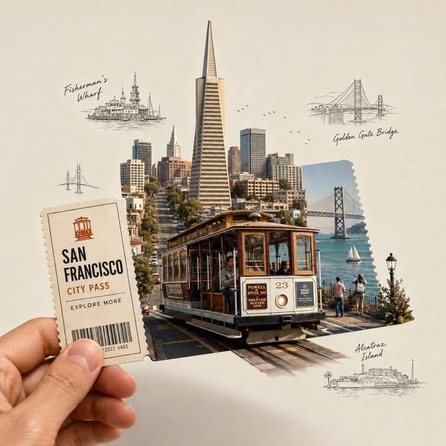 Ultra detailed mixed media collage art, human hand holding a vintage paper travel ticket in close-up