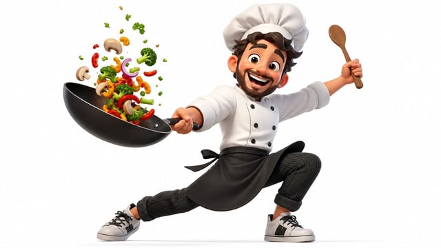 Vibrant 3D cartoon render of [Subject] in a dynamic pose, joyful expression, wearing [Outfit], clean