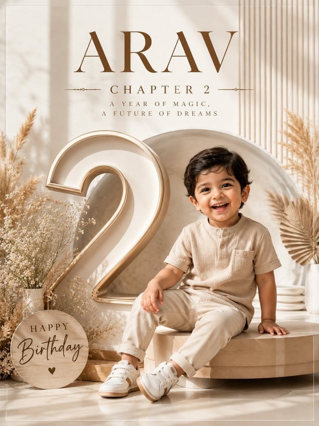 Professional luxury birthday poster, 3:4 portrait composition, ultra-premium editorial photography s