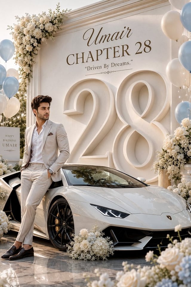 Create an ultra-luxury birthday milestone poster featuring a giant 3D number "[Age]" deeply carved i