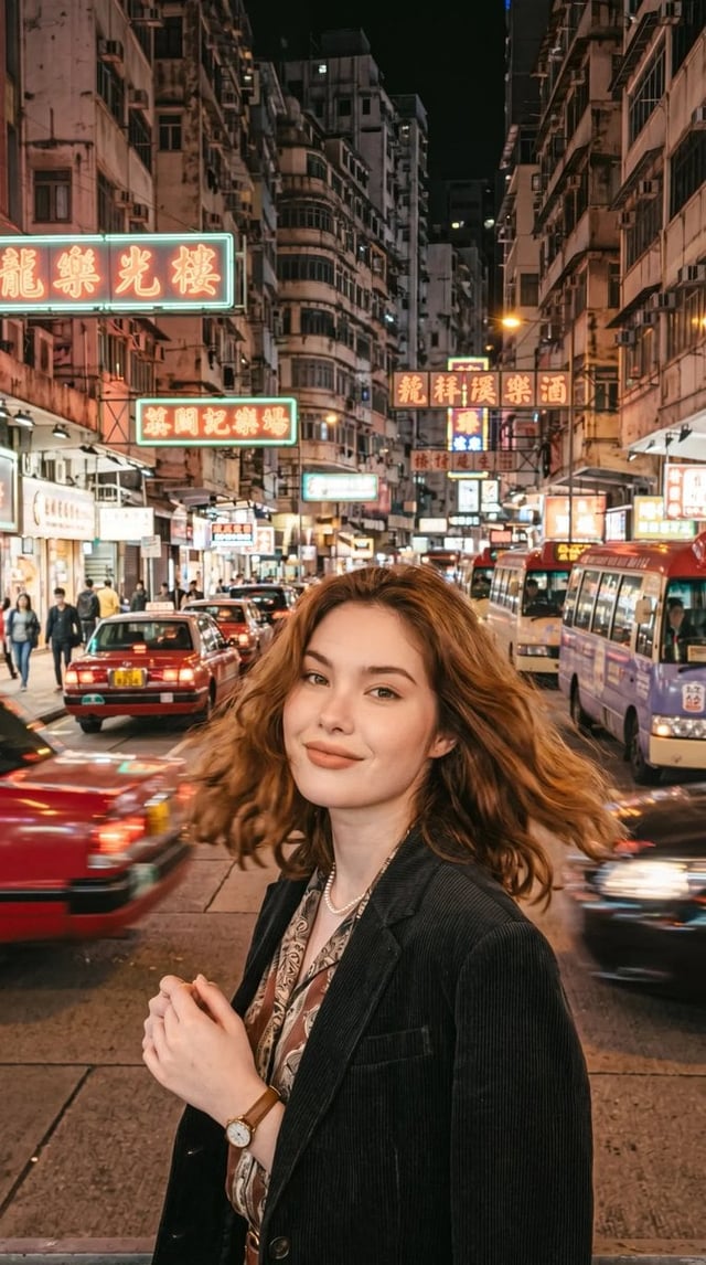 Generates a portrait photos with a retro Hong Kong style. The overall style features a negative-like