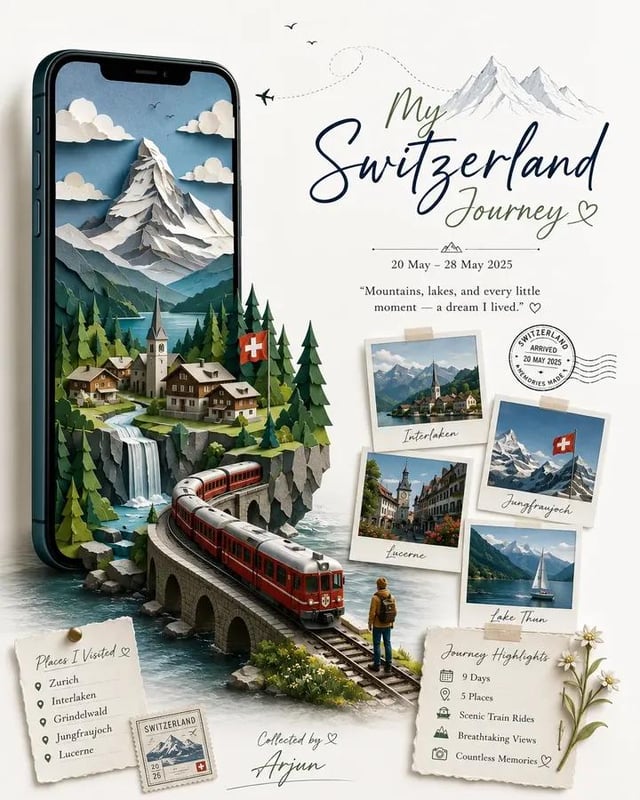 Create a premium personalized travel memory poster in 4:5 portrait format.