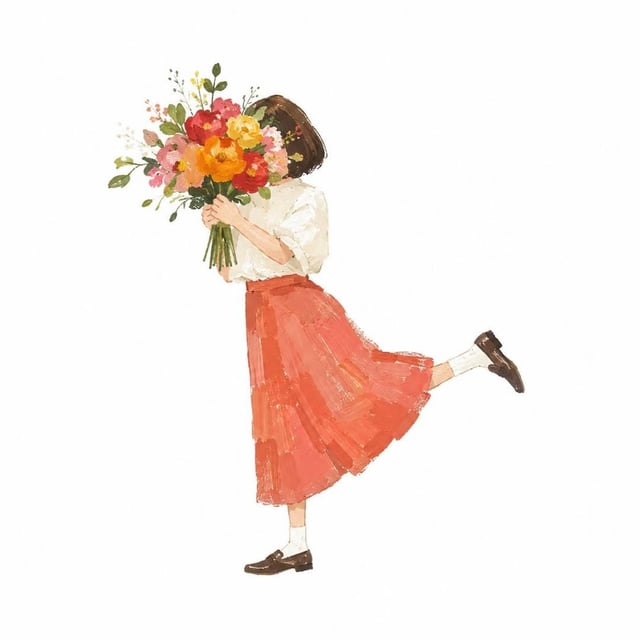 Illustration of "Me and [Subject]" in a playful and charming pose. Hand-painted look with rich gouac