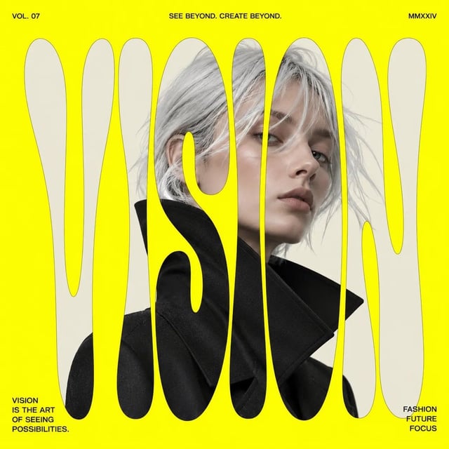 Create modern fashion editorial posters with oversized distorted typography masking effects. Portrai