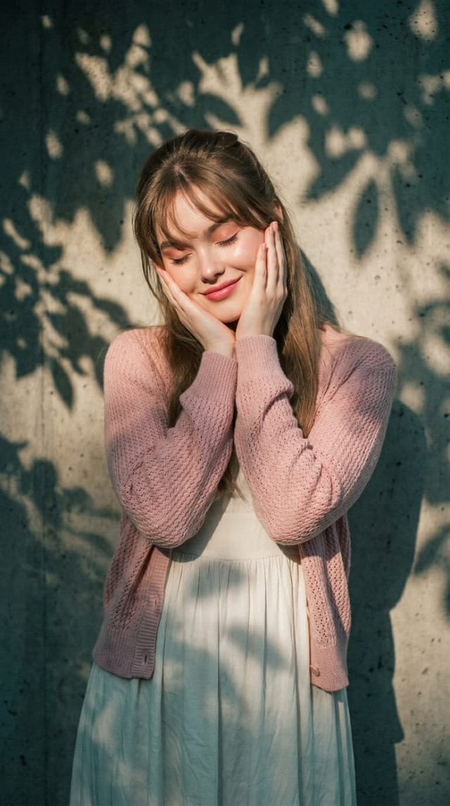 Edit the photo of the woman into a medium-shot portrait of a beautiful young woman.