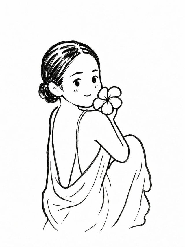 Transform the uploaded photo into a cute black-and-white hand-drawn chibi doodle illustration. Prese