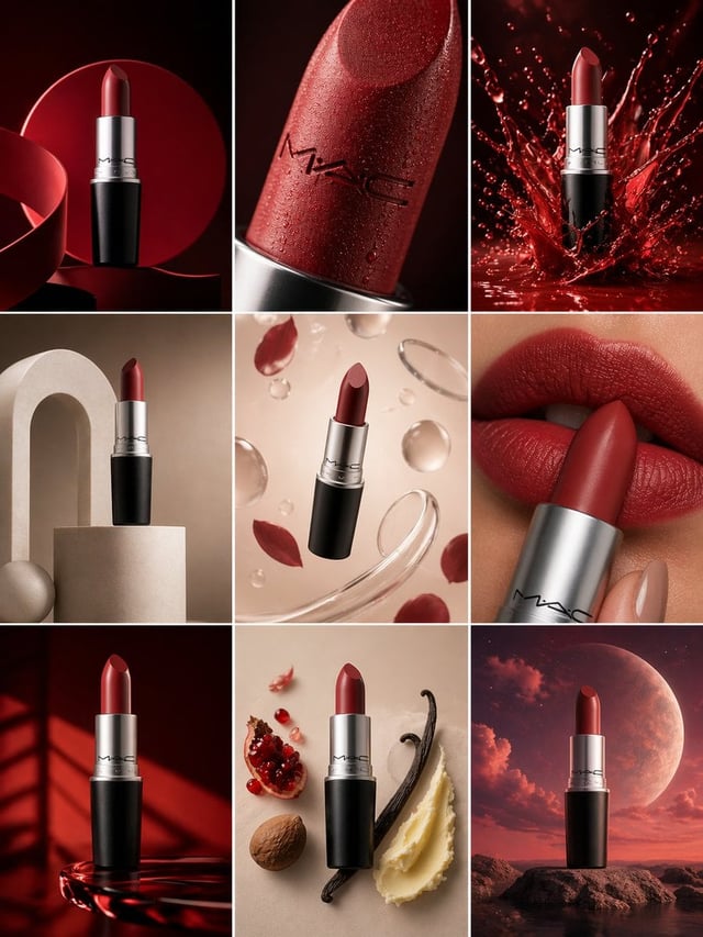 Generate a 3×3 image grid (3:4 aspect ratio) for a luxury commercial campaign centered on the upload