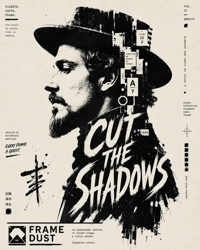 High-contrast black and white typographic portrait poster of [Human], shown in side profile with [Fe