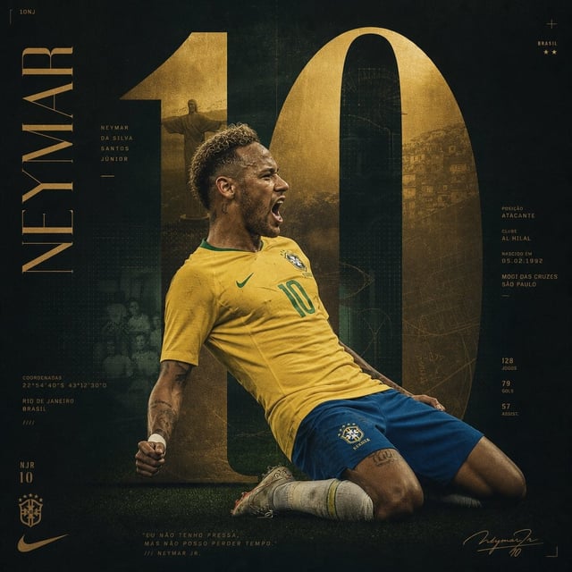Create an award-winning Behance sports poster featuring Neymar Jr. designed by a top-tier creative a