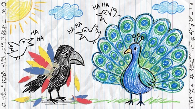 A child's crayon drawing on white lined notebook paper. [Describe Your Visual Here], drawn with chun