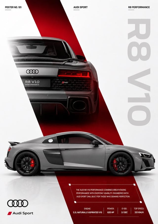 Act as a senior automotive art director and elite Behance poster designer specializing in premium su