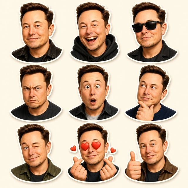 Create a premium Pixar-style 3D character sticker set that is clearly recognizable as the same perso