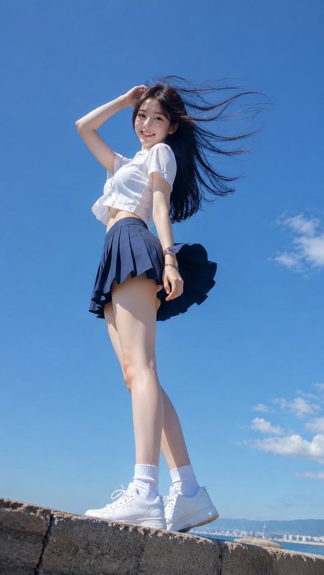 Vertical 9:16 realistic outdoor portrait photo, young adult East Asian woman, fresh youthful look, b
