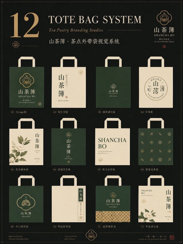 生成一张竖版 3:4 餐饮品牌手提袋包装视觉系统提案图。