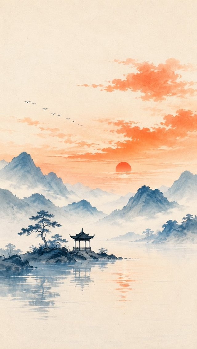主题方向：东方禅意极简插画