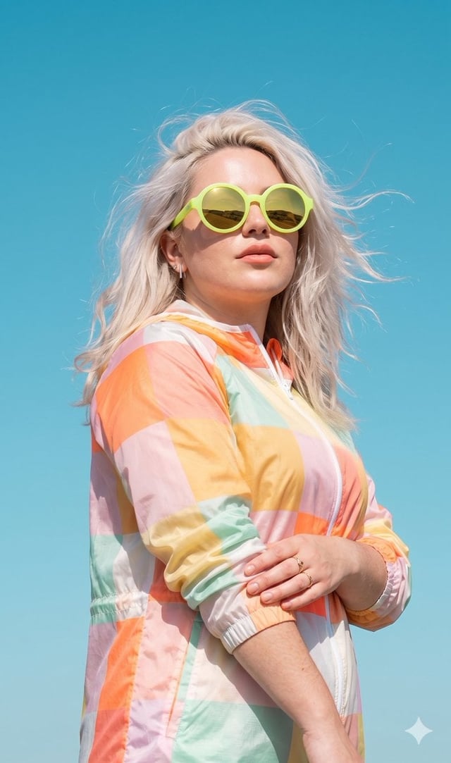 Create an ultra-realistic luxury fashion editorial portrait of a confident young woman in her early 