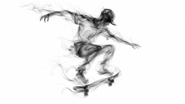 [Subject] formed entirely from graceful flowing smoke ribbons, ethereal movement, delicate transpare