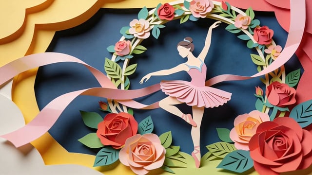 A paper-cut craft illustration of a [Subject], layered colorful paper textures, soft drop depth effe