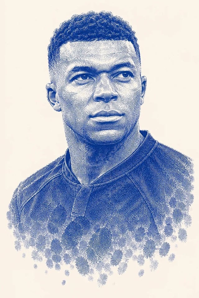 Create an ultra-detailed monochromatic red fingerprint portrait of the subject from the reference ph