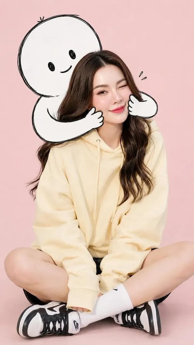 A high-quality, photorealistic fashion portrait of a cute, minimalist young Filipina woman. She is s