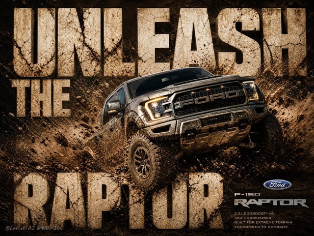 Create an ultra-premium cinematic advertising poster for **Ford F-150 Raptor**, following the **orig