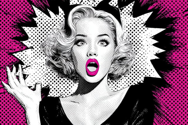 [Subject] bursting forth in a Pop Art Powerhouse explosion of vibrant colors and bold outlines. Use 