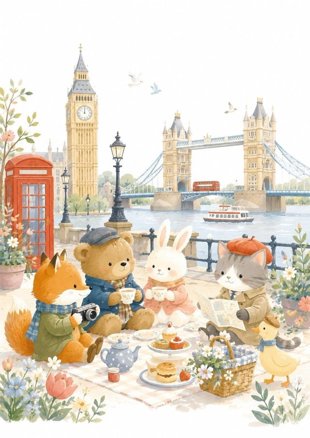 Create an adorable children's storybook travel illustration of [City].