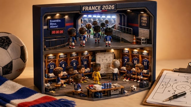 do this for France 2026 world cup team, A 3D isometric cutaway diorama of a [Team Nation] [Sport] te