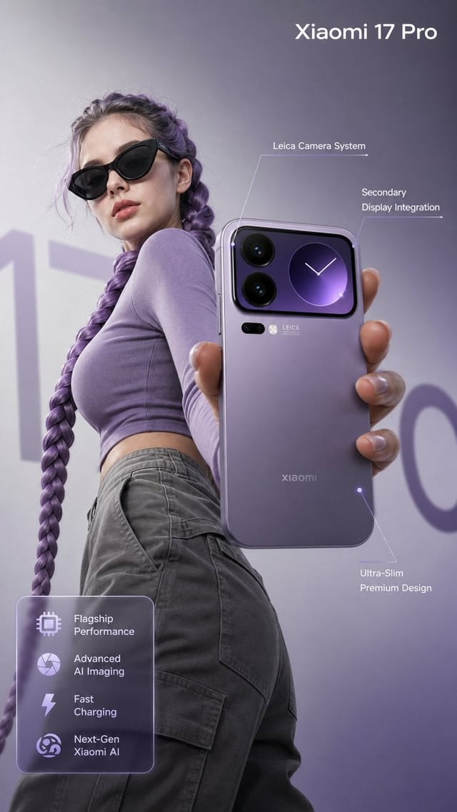 Ultra-realistic premium smartphone advertisement, featuring a confident young woman in her early 20s
