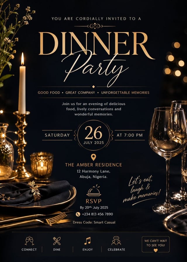 Ultra-Luxury Dinner Party Invitation Poster Prompt (Elegant Editorial Style | Premium Event Design |