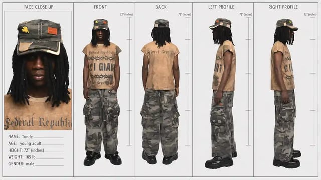 Create a character sheet using the layout shown in [Image 1], featuring the character from [Image 2]
