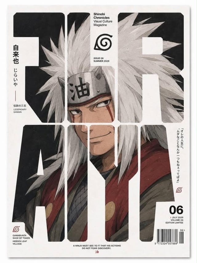 Create a premium minimalist editorial magazine cover featuring [Character] from [Series]. The portra