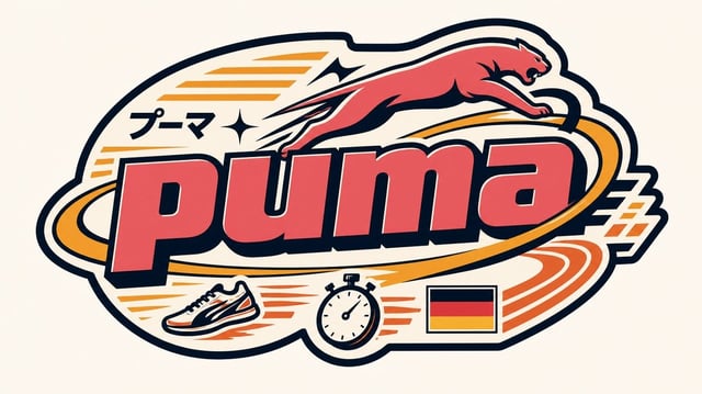 Create a premium flat vector badge inspired by ASICS, designed like a collectible Harajuku Y2K stick