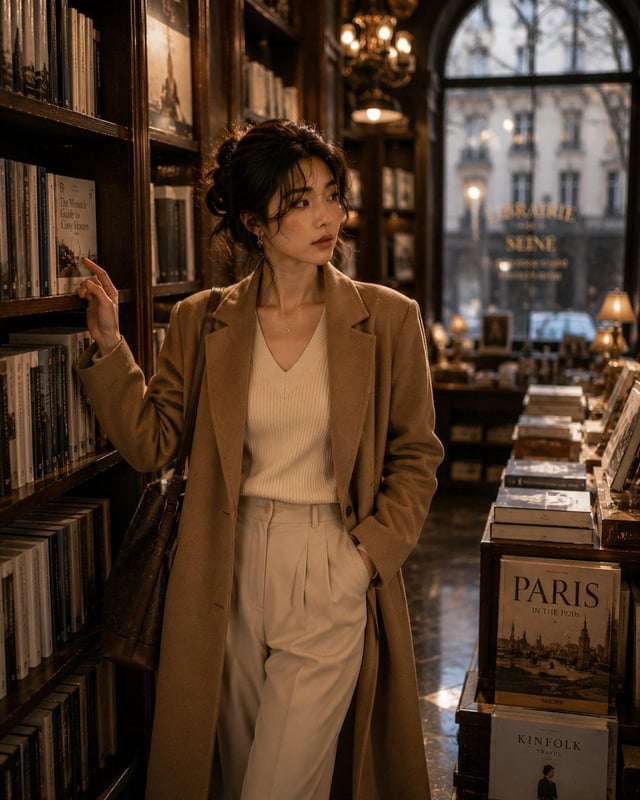 Ultra-realistic luxury editorial lifestyle photograph of the same elegant Korean woman with identica