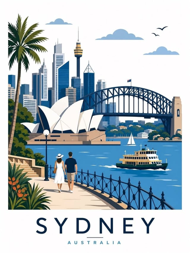 Create a premium editorial travel poster illustration of [Place]. Automatically identify and depict 