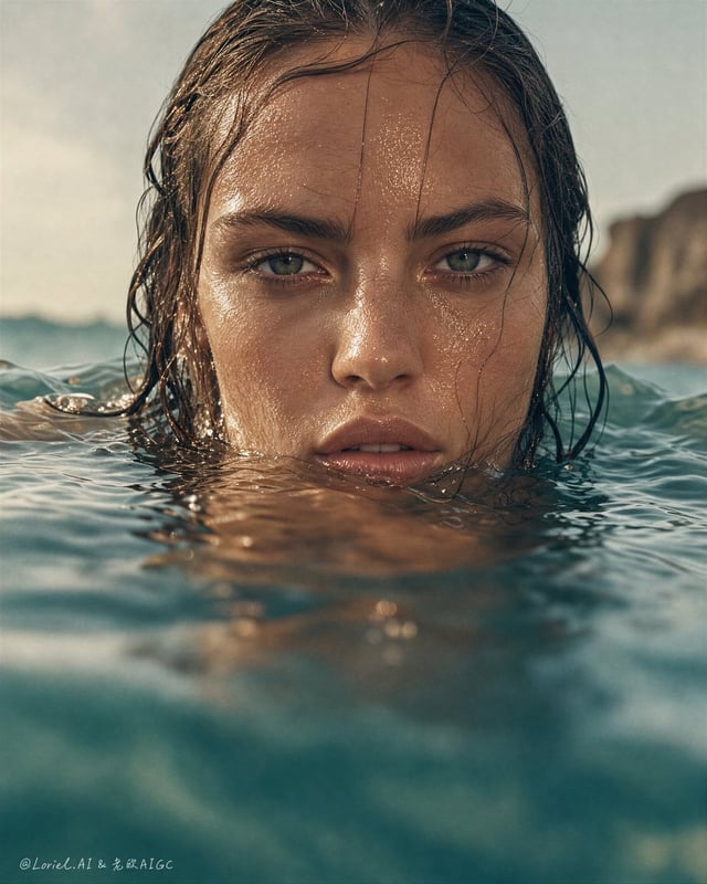 - visible pores, faint peach fuzz, subtle freckles, micro-droplets and a thin reflective moisture fi