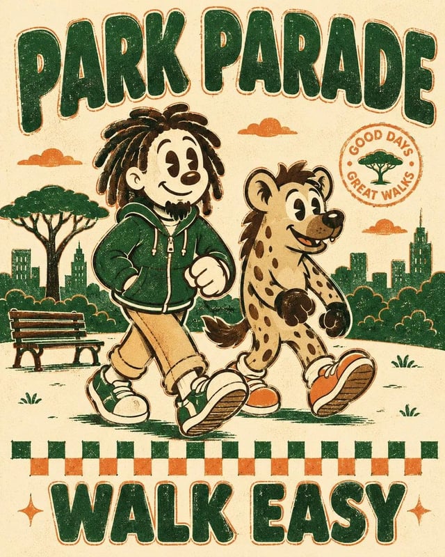 Vintage mascot poster in a vertical 4:5 layout on a cream paper background using only [Color One], [