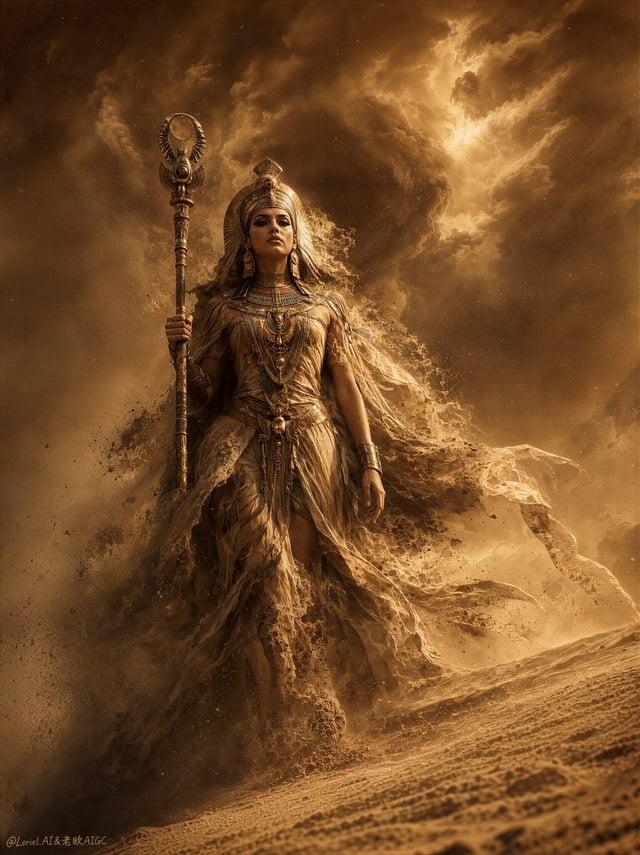 Create an ultra-premium dark fantasy desert cinematic artwork that follows Figure 1 with absolute st