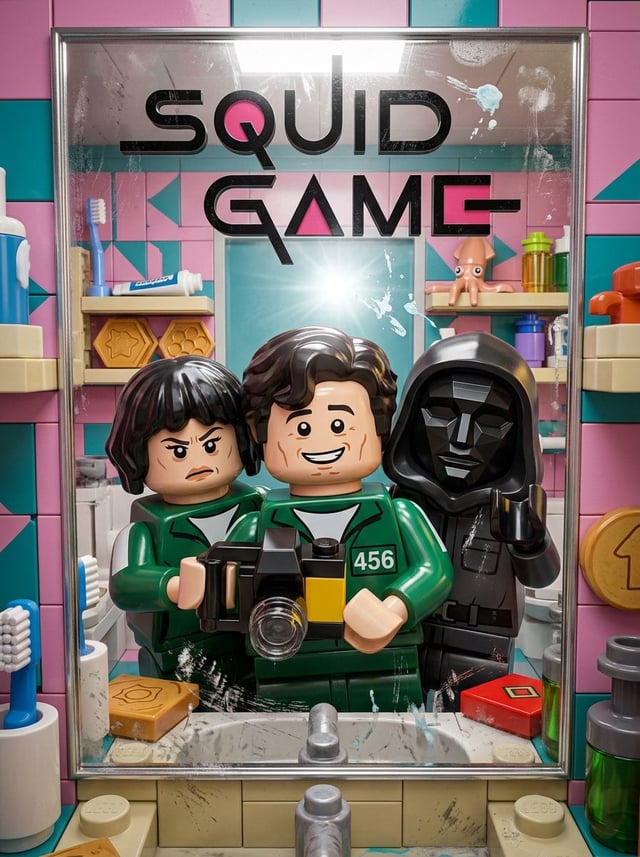 High-quality stylized 3D CGI LEGO render, vertical 3:4 composition, the 3 most iconic characters fro