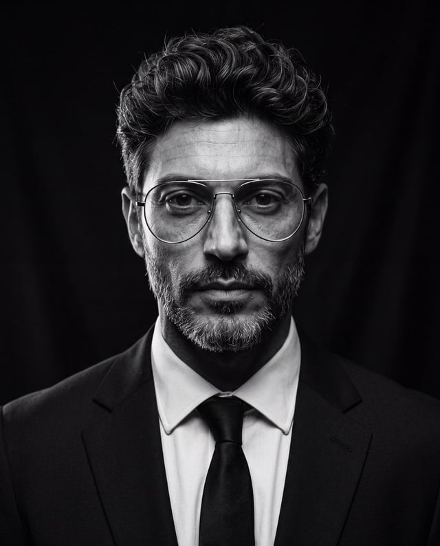 Create an ultra-realistic cinematic studio portrait of the person in the reference image. Preserve t
